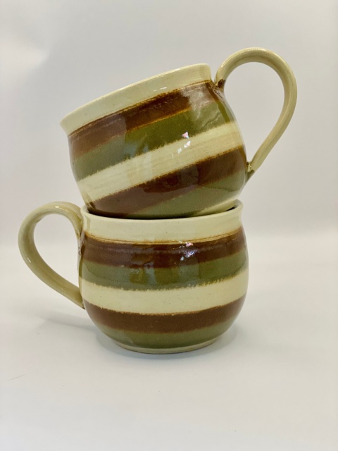 Kubek ceramiczny, baryłka pasiasta ok 300 ml