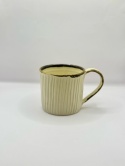 Kubek ceramiczny, kremowy , żłobiony ok 300ml