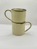 Kubek ceramiczny, kremowy , żłobiony ok 300ml