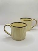 Kubek ceramiczny, kremowy , żłobiony ok 300ml