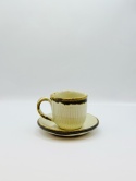 Espresso. Filiżanka ze spodkiem kremowa żłobiona ok 100 ml